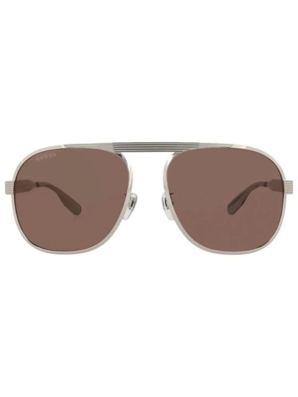 New Gucci Mens Aviator Silver Silver Brown Fashion Designer Sunglasses